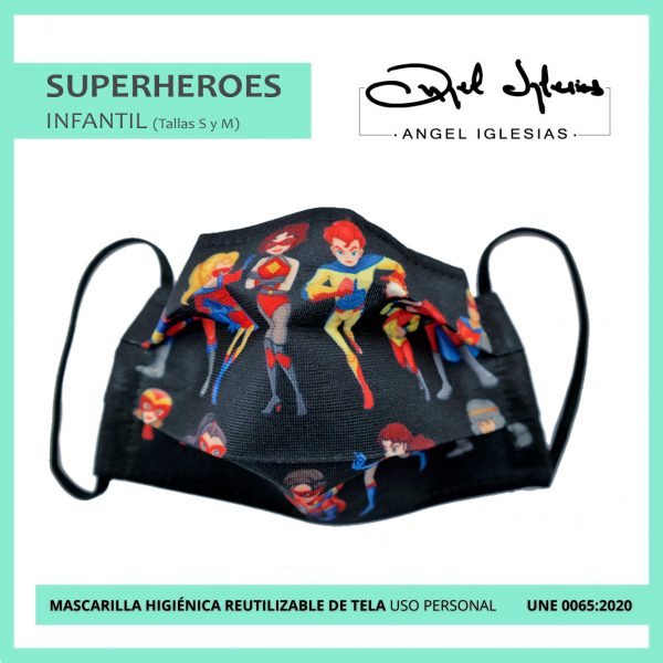 Mascarilla reutilizable Infantil Estampado superheroes Ángel Iglesias