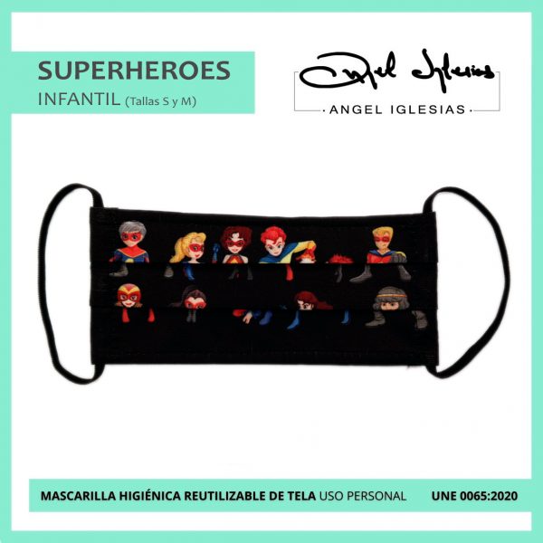 Mascarilla reutilizable Infantil Estampado superheroes Ángel Iglesias